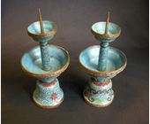 Works of Art : rare pair miniature candelsticks cloisonné enamels - 1790/1850 -

H 11cm