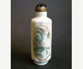 Snuff Bottles : porcelain snuff bottle with two panels decorated with figures in a landscapes  _ 19th century