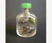 Snuff Bottles : Glass snuff bottle Inside painted with landscapes in each face 
Lingnan school   1850/60