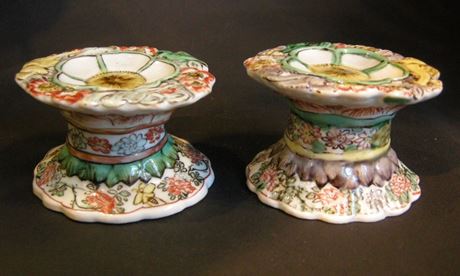 Polychrome : Pair of salts  "Famille verte" porcelain -  Kangxi period 1662/1722 -