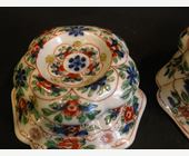 Polychrome : Paire de salerons en porcelaine de la "famille verte" - Chine epoque Kangxi 1662/1722