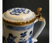Works of Art : Ewer and cover decorated in underglaze blue - Kangxi period 1662/1722

Golden metal  mount occidental 18° century 