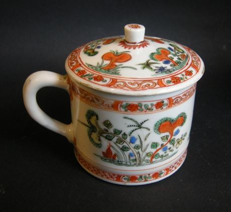 Polychrome : Pot a moutarde en porcelaine de la "famille verte" - Kangxi 1662/1722