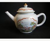 Polychrome : Teapot porcelain  Meissen style -  The pit sawyers - after an engraving of S Le Clerc - about 1745
