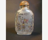 Snuff Bottles : snuff bottle glass Inside painting with hunting scene -  dated 1994 November - signed  Su Qidong