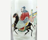 Polychrome : vase "Famille rose"  porcelain decorated with Meng Haoran and servant  - Yongzheng period  1723/1775