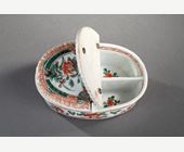 Polychrome : Paire de boites a epice en porcelaine de la "Famille Verte"  Chine epoque Kangxi 1662/1722
Monture en argent occidental