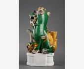 Polychrome : Fo dog biscuit "famille verte"  ears move - Kangxi period 1662/1722