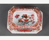 Polychrome : Paire de salerons en porcelaine de la Famille Rose - Chine epoque Qianlong 1736/1795