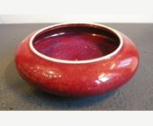 Polychrome : Lave pinceaux en porcelaine emaillée rouge flammé  Chine 19em siècle