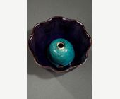 Blue White :  small "Surprise" bowl in biscuit enamelled Aubergine  and turquoise - Kangxi period 1662/1722