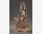 Works of Art : Guanyin  sculpted in rock crystal smoked  - China late 18th century or first part 19th century