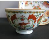 Polychrome : Sorbet et son presentoir en porcelaine de la Famille Rose a decor dit de Mme de Pompadour - Chine vers 1745 