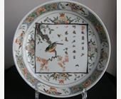 Polychrome : Pair of plates "Famille verte" porcelain  -Kangxi period 1662/1722