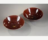 Polychrome : Pair of brinjal bowls biscuit aubergine color - Kang xi period 1662/1722