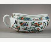 Polychrome : vase Bourdaloue en porcelaine de la famille verte  - Chine epoque Kangxi 1662/1722