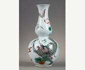 Polychrome : Vase double gourd porcelain Famille Verte - with a dragon -
Kangxi period 1736/1795