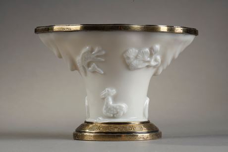 Works of Art : libatory porcelain cup Blanc de Chine porcelain - Dehua kilns Fujian province - Kangxi period 1662/1722
Vermeil mount  by Gustave Keller segond part 19th century 