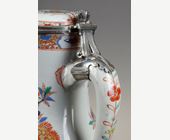 Polychrome : Porcelain ewer and cover Famille Verte with flowers decor - Kangxi period 1662/1722 - around 1710 -
Silver mount occidental  19th century 