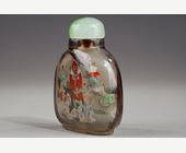 Snuff Bottles : Smoked rock crystal snuff bottle painted inside Zhong Kui the demons tamer and on the other side the sister of Zhong Kui - China painted in the workshop of the Apricot grove signed by Ye Zhongsan and dated 1919