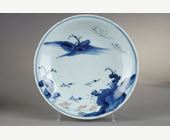 Blue White : Set of five small plates  porcelain underglaze  blue  and copper red 
"Ko-sometsuke" China circa 1625/1640 