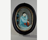 Works of Art : Fixed under framed glass representing a court lady . China 19th century