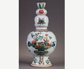 Polychrome : Rare vase en porcelaine triple gourde Famille Verte - Epoque Kangxi 1662/1722
Monture argent tardive
