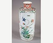 Polychrome : paire de vases en porcelaine de la famille verte - Chine epoque Kangxi 1662/1722 -
