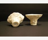 Blue White : pair of libation cups of rhinocéros horn form - Porcelain blanc de chine  -dehua kilns  Fujian province - 1640/1670