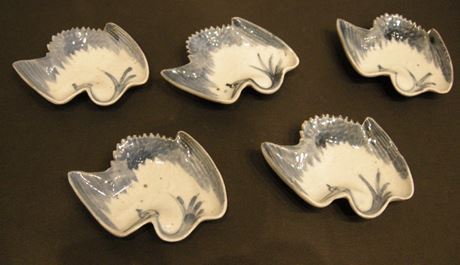 Japanese : rare five small cups porcelain cranes form  - Arita kilns - Japan 18° century 