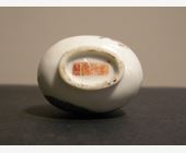 Snuff Bottles : rare porcelain snuff bottle decorated with figures and cricket
and other side with cricket on its cage 
Imperial kilns of jingdezhen  mark and period daoguang 1821/1840