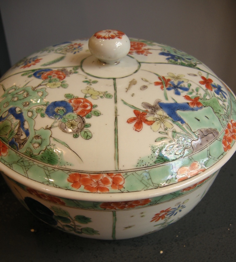 Polychrome : Ecuelle "famille verte porcelain decorated with flowers - Kangxi period 1662/1722 
