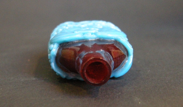 Snuff Bottles : Rare Overlay glass Snuff Bottle Turquoise and  red rubis - 1770/1830