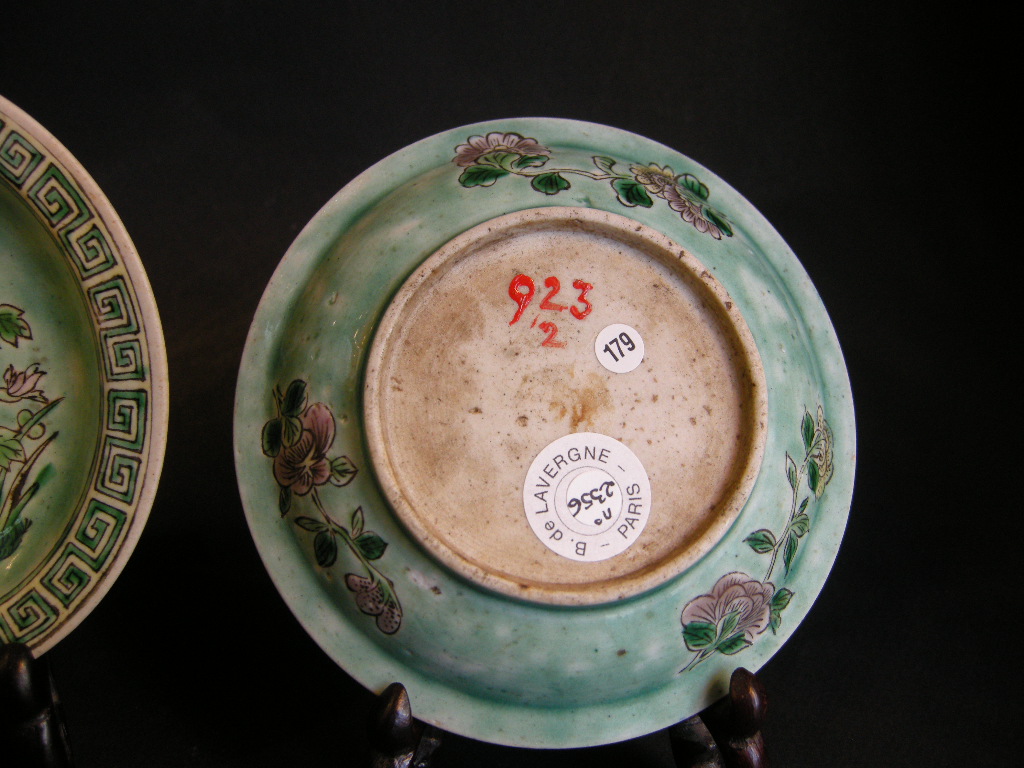 Polychrome : Rare pair small  sweet dish  in biscuit Famille Verte  - Kangxi period
1662/1722
