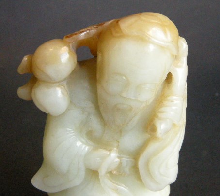 Works of Art : Small figure nephrite jade  of Shou lao Immortal - Circa 17/18° century 