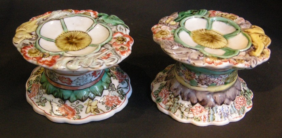 Polychrome : Pair of salts  "Famille verte" porcelain -  Kangxi period 1662/1722 -