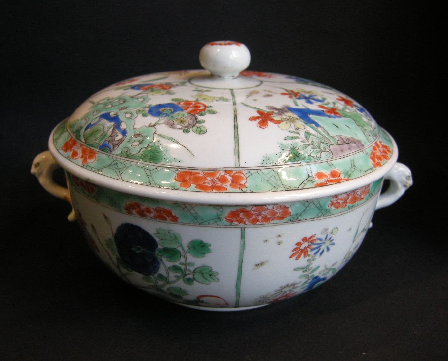 Polychrome : Ecuelle "famille verte porcelain decorated with flowers - Kangxi period 1662/1722 