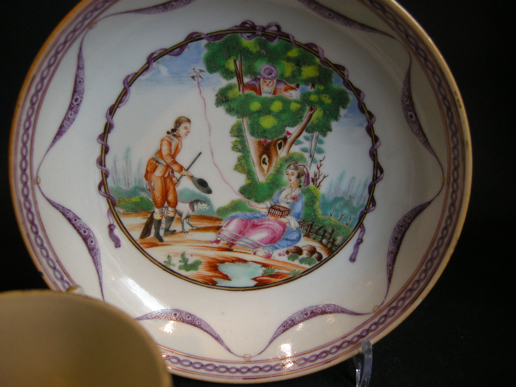 Polychrome : cup and saucer  porcelain - after a engraving of  Moreau le Jeune 
Chinese export 1785 