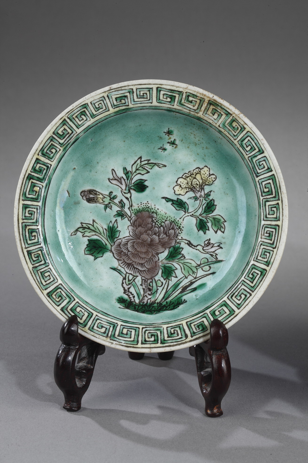Polychrome : Rare pair small  sweet dish  in biscuit Famille Verte  - Kangxi period
1662/1722