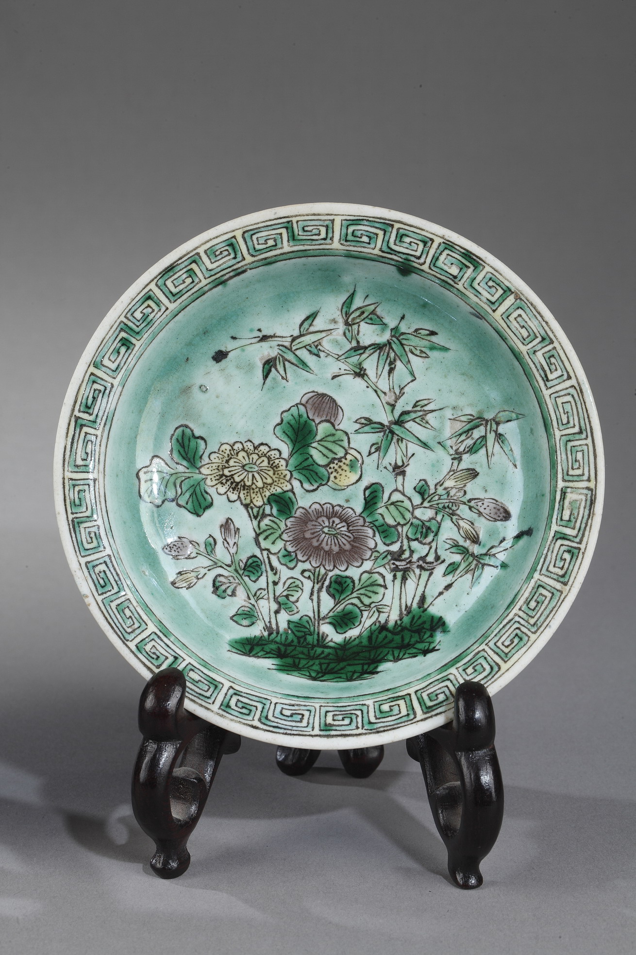 Polychrome : Rare pair small  sweet dish  in biscuit Famille Verte  - Kangxi period
1662/1722