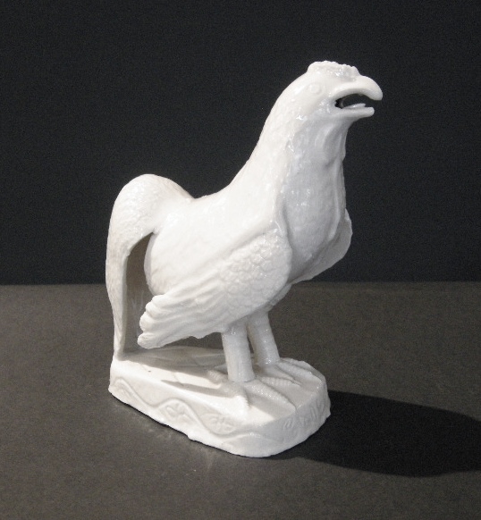 Blue White : Cockerel figure in "Blanc de Chine" porcelain   - Kilns of Dehua Fujian province - Kangxi period  1662/1722
