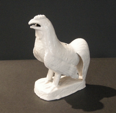 Blue White : Cockerel figure in "Blanc de Chine" porcelain   - Kilns of Dehua Fujian province - Kangxi period  1662/1722
