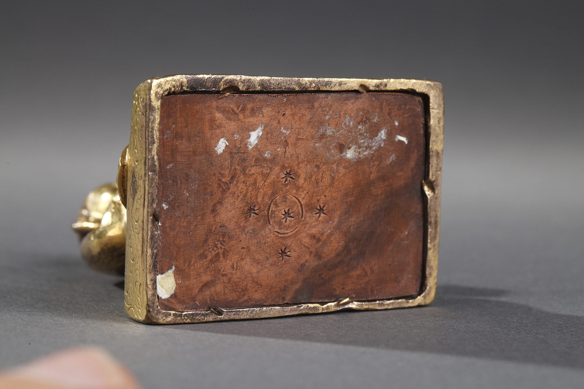 Works of Art : Small figure of Lhama  in gold bronze - Seated in Lilasana - Tibet 18th century 
