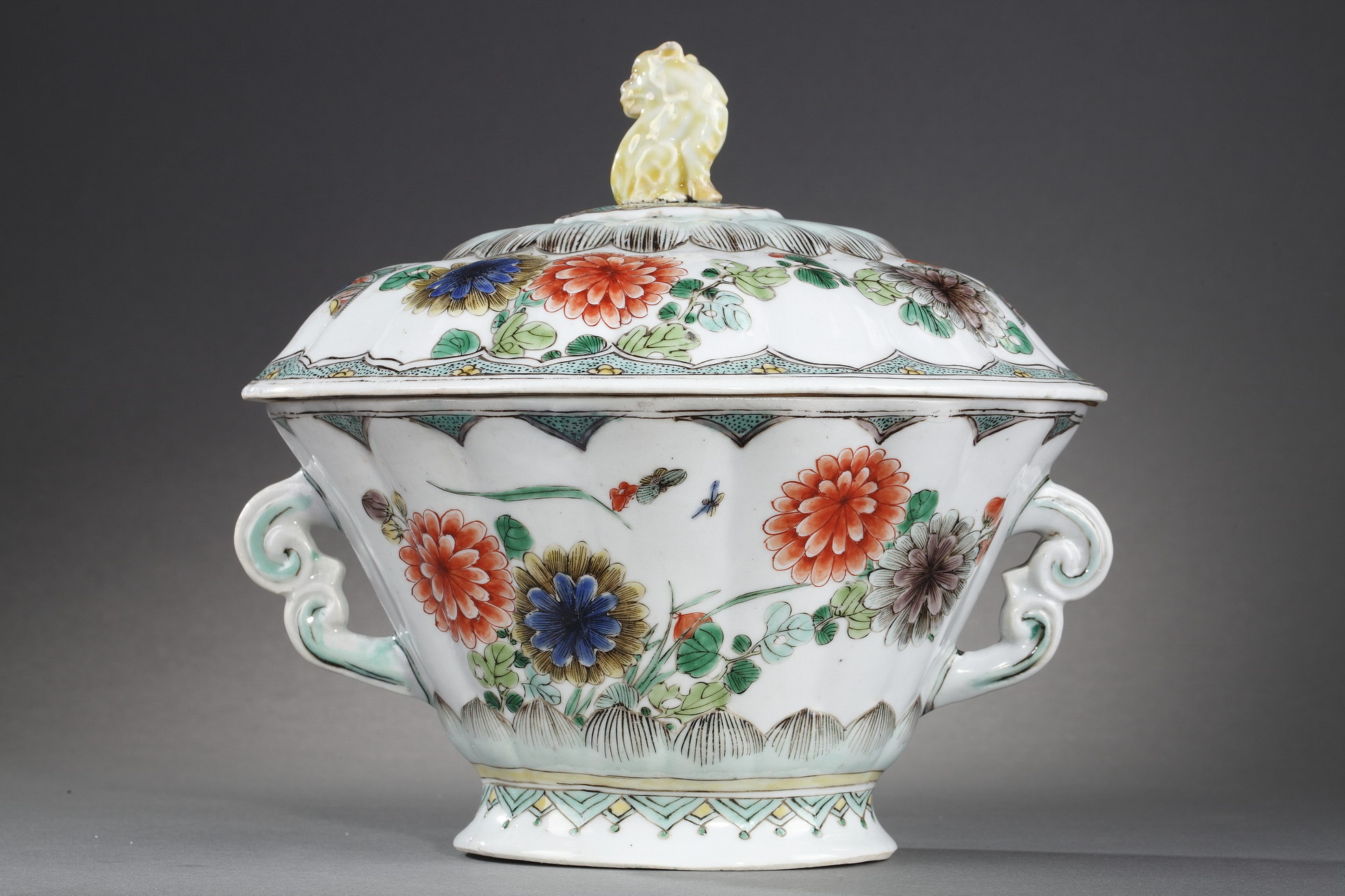 Polychrome : very rare tureen model "Famille verte" porcelain  - Kangxi period 1662/1722