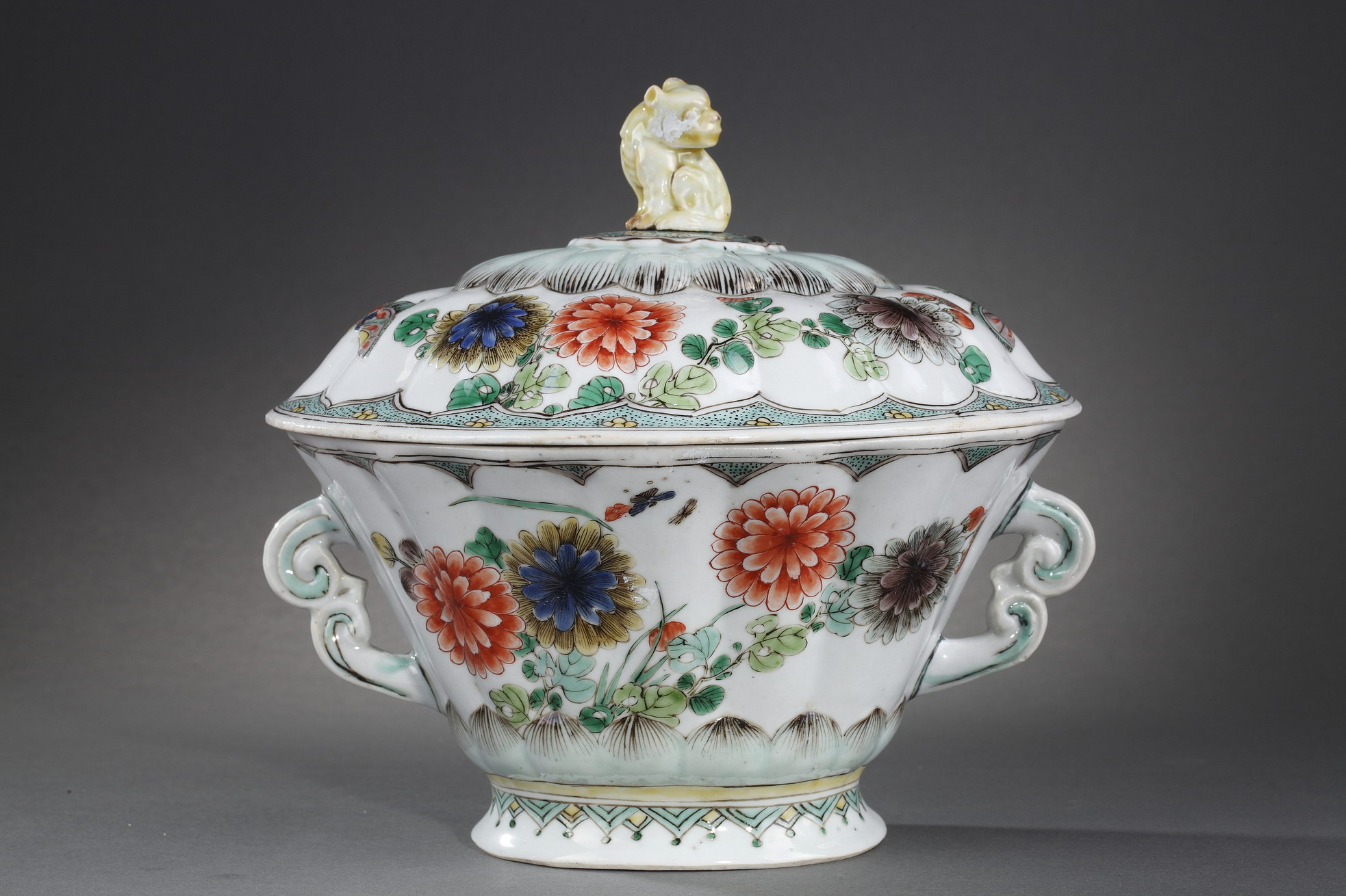 Polychrome : very rare tureen model "Famille verte" porcelain  - Kangxi period 1662/1722