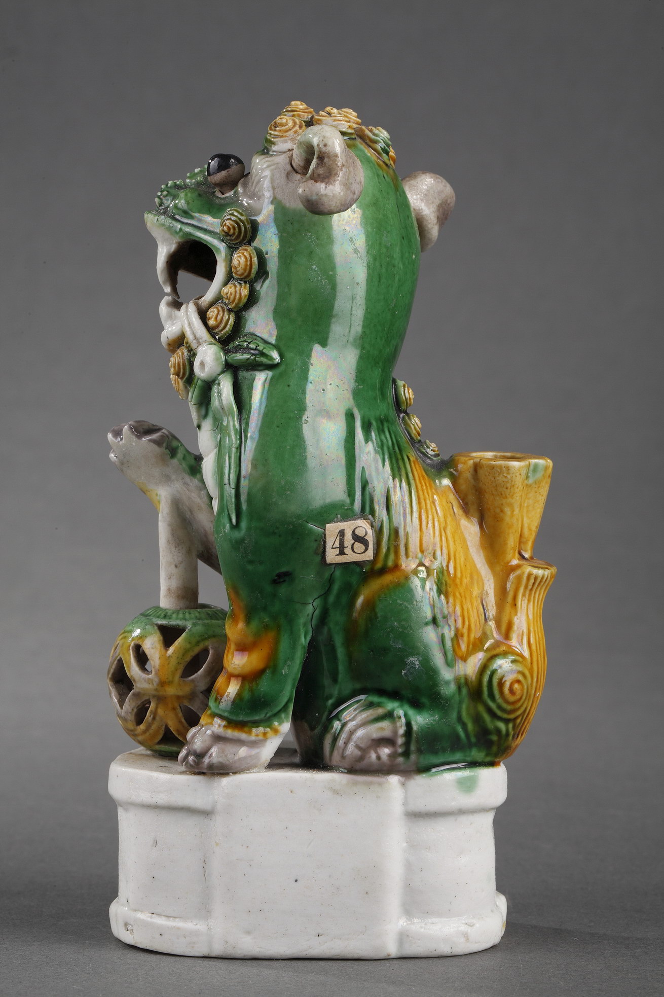 Polychrome : Fo dog biscuit "famille verte"  ears move - Kangxi period 1662/1722