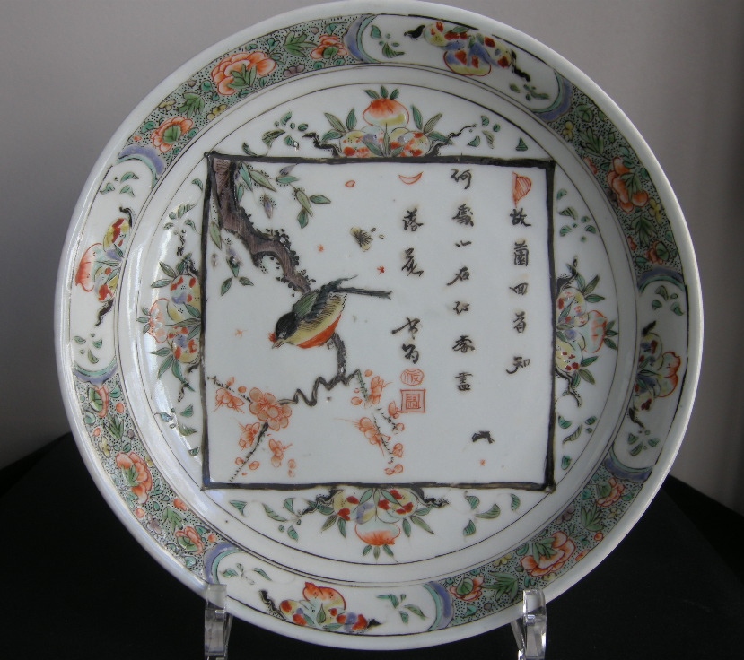 Polychrome : Pair of plates "Famille verte" porcelain  -Kangxi period 1662/1722