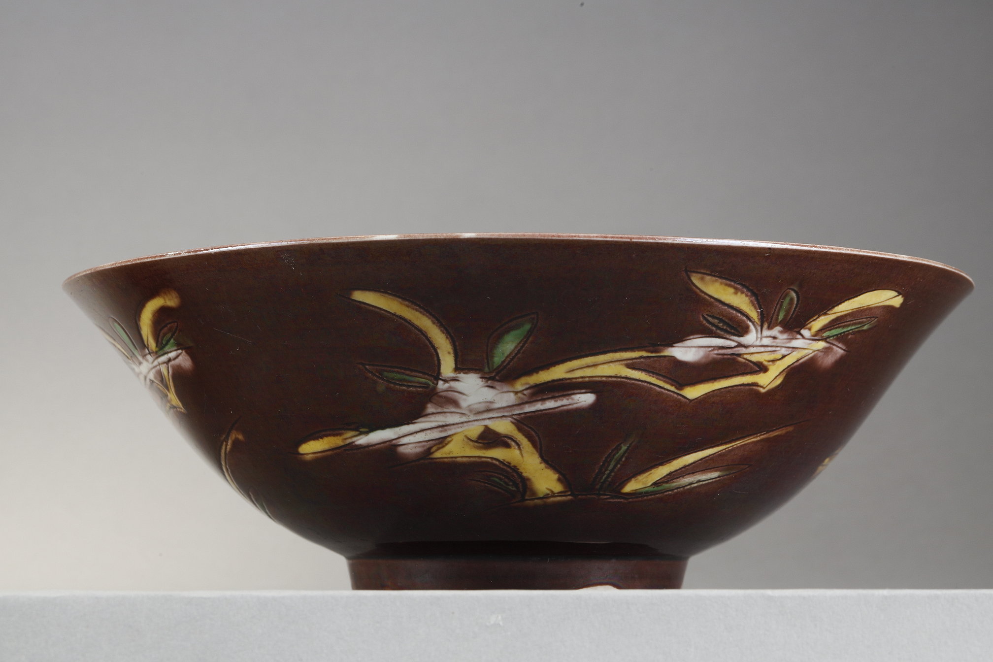 Polychrome : Pair of brinjal bowls biscuit aubergine color - Kang xi period 1662/1722