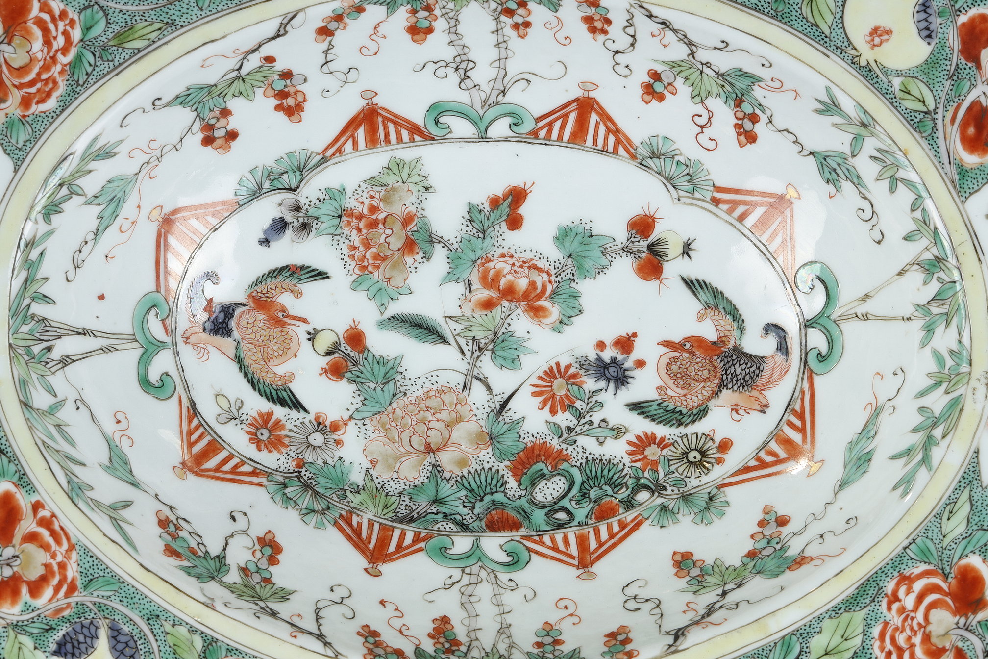 Polychrome : Barber dish Famille Verte porcelain (Occidental shape) - Kangxi period 1662/1722