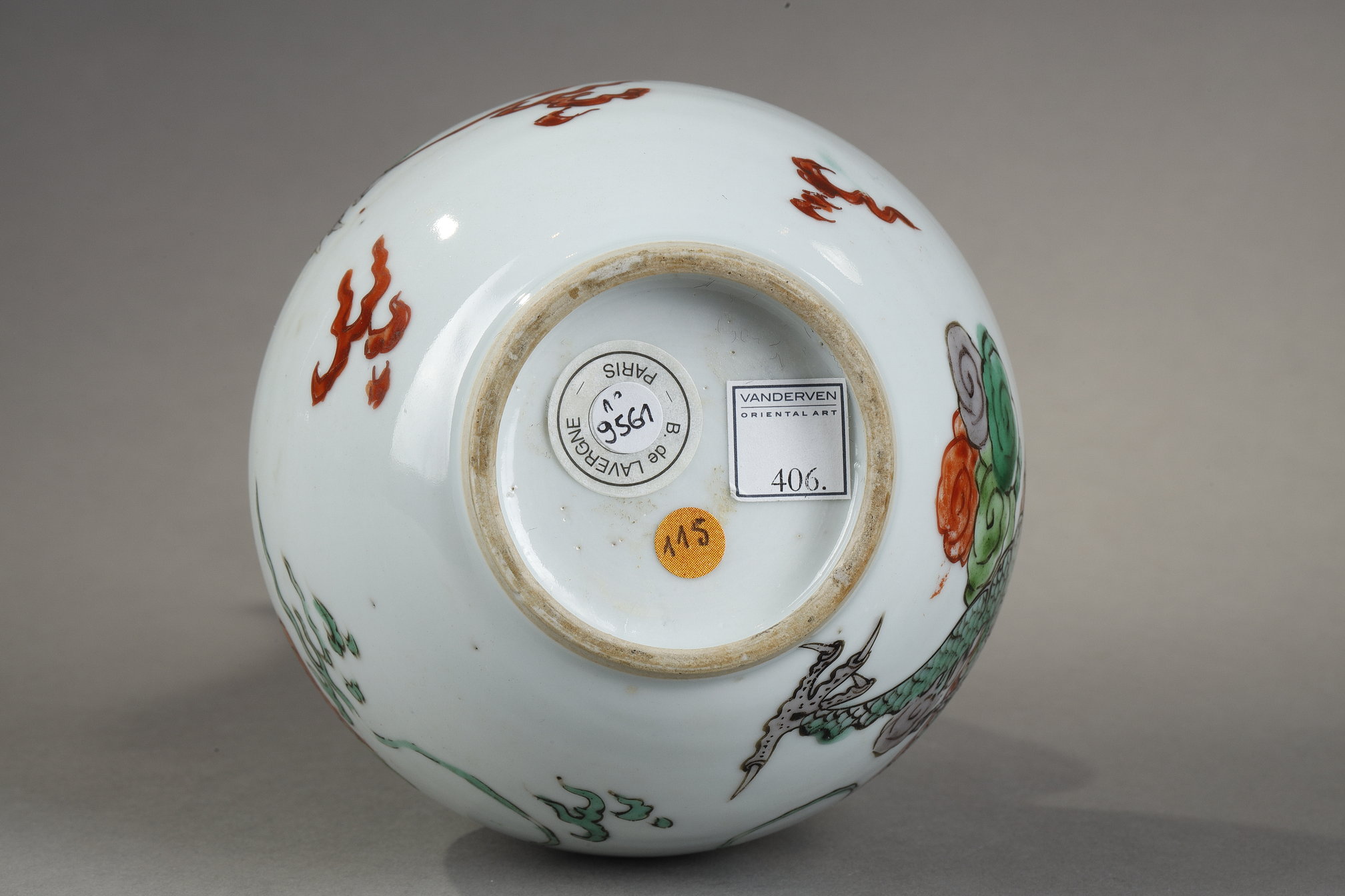 Polychrome : Vase double gourd porcelain Famille Verte - with a dragon -
Kangxi period 1736/1795
